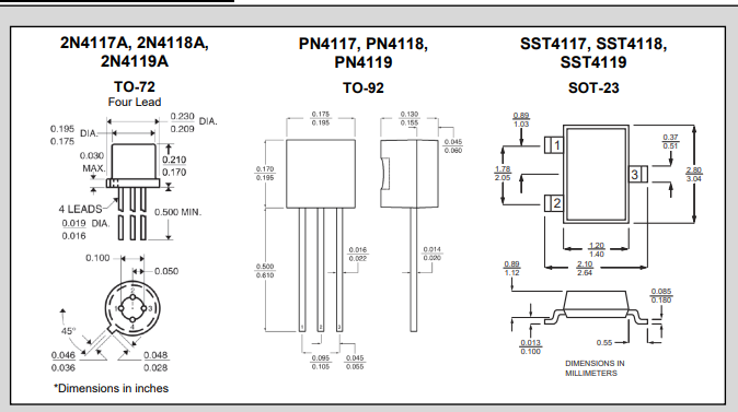 Linear Systems 2N/PN/SST4117系列 Linear Systems 2N/PN/SST4117系列